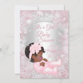 プリンセスベビーシャワーピンク冬ワンダーランドエスニック 招待状