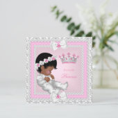 プリンセスベビーシャワーピンク白グレーダマスクエスニック 招待状 (スタンド正面)