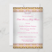 プリンセスベビーシャワーピンク白金ゴールドティアラ民族 招待状 (裏面)