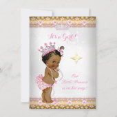 プリンセスベビーシャワーピンク白金ゴールドティアラ民族 招待状 (正面)