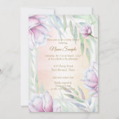 プリンセスベビーシャワーピンク薄紫フローラブルネット 招待状 (裏面)