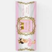 プリンセスベビーシャワーピンク金ゴールドホワイトブルネットベビー 横断幕 (縦)