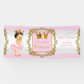 プリンセスベビーシャワーピンク金ゴールドホワイトブルネットベビー 横断幕 (横)