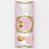 プリンセスベビーシャワーピンク金ゴールドホワイトブロンドベビー 横断幕 (縦)
