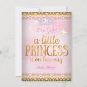 プリンセスベビーシャワーピンク金箔レースティアラ 招待状 (正面)