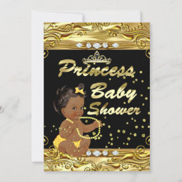 プリンセスベビーシャワーブラック金ゴールド散水民族 招待状