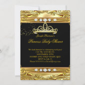 プリンセスベビーシャワーブラック金ゴールド散水民族 招待状 (裏面)