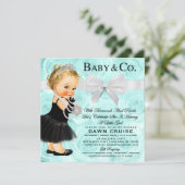 プリンセスベビーシャワーブルーウォーター色 招待状 (スタンド正面)
