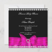 プリンセスベビーシャワーホットピンクボウシルバーティアラ2 招待状 (裏面)