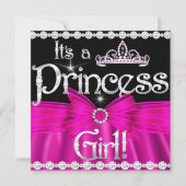 プリンセスベビーシャワーホットピンクボウシルバーティアラ2 招待状 (正面)