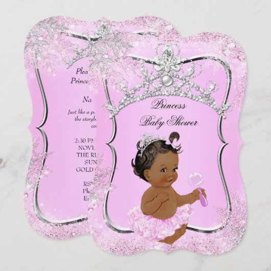 プリンセスベビーシャワーワンダーランドピンクエスニック 招待状 (正面/裏面)