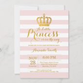 プリンセスベビーシャワー招待状ピンクと金ゴールド 招待状 (正面)