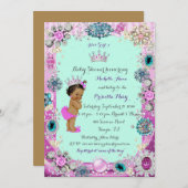 プリンセスベビーシャワー招待状、プリンセス、青 招待状 (正面/裏面)