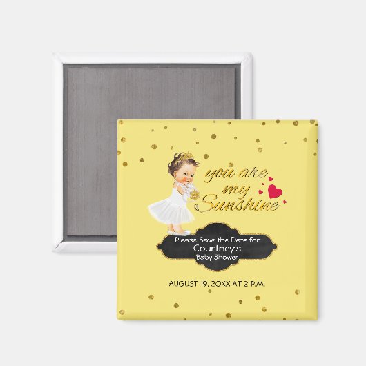 プリンセスベビーシャワー日付を保存 | My Sunshine マグネット (正面/裏面)