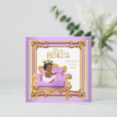 プリンセスベビーシャワー薄紫ピンク金ゴールドチェア民族 招待状 (スタンド正面)
