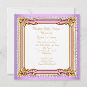 プリンセスベビーシャワー薄紫ピンク金ゴールドチェア民族 招待状 (裏面)
