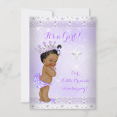プリンセスベビーシャワー薄紫レースティアラエスニック 招待状 (正面)