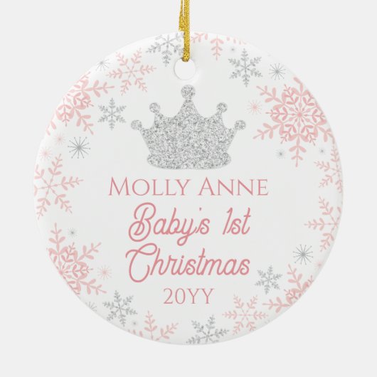 プリンセスベビー第1回クリスマスピンクシルバーグリッター セラミックオーナメント (裏面)