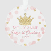 プリンセスベビー第1回クリスマスピンク金ゴールド写真 オーナメント (正面)