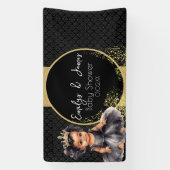 プリンセスベビー金ゴールドブラックベビーシャワー 横断幕 (縦)