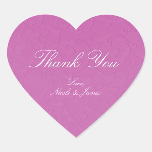 プリンセスベリーピンクフェアリー物語ダマスウェディング ハートシール (正面)