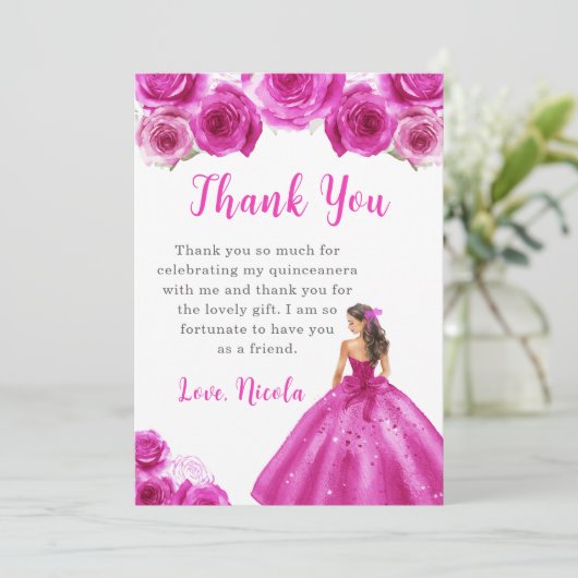 プリンセスホットピンクドレスキンセアニェラありがとう サンキューカード (スタンド正面)