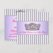 プリンセスホットピンクラベンダーパープルベビーガールシャワー 招待状 (正面/裏面)