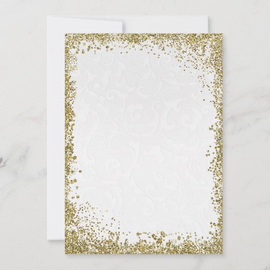 プリンセスホワイトダマスクストーリーブックブライダルシャワー 招待状 (裏面)