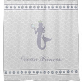 プリンセスマーメイドオンシルバーグレーウェーブ シャワーカーテン (正面)