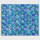 プリンセスマーメイドブルーパープルマーメイドスケール ラッピングペーパー (フラット)