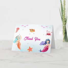プリンセスモダンマーメイド海コーラルベビーシャワー サンキューカード