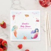 プリンセスモダンマーメイド海コーラルベビーシャワー スタンダードランチョンナプキン (インサイチュ)