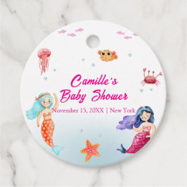 プリンセスモダンマーメイド海コーラルベビーシャワー フェイバータグ
