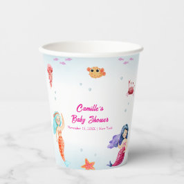 プリンセスモダンマーメイド海コーラルベビーシャワー 紙コップ