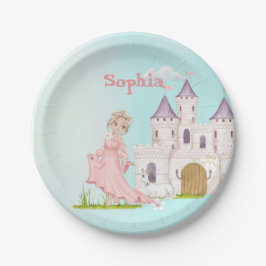 プリンセスユニコーンピンクブルーキャッスルキュート誕生日 ペーパープレート