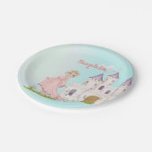 プリンセスユニコーンピンクブルーキャッスルキュート誕生日 ペーパープレート (アングル)