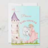 プリンセスユニコーンピンクブルーベビーガールシャワーインヴィ 招待状 (裏面)