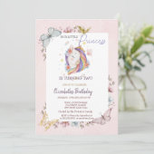 プリンセスユニコーン蝶ピンク誕生日 招待状 (スタンド正面)