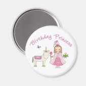 プリンセスユニコーン誕生日ガール マグネット (正面/裏面)