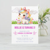 プリンセスユニコーン誕生日パーティー 招待状 (スタンド正面)