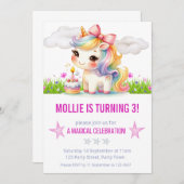 プリンセスユニコーン誕生日パーティー 招待状 (正面/裏面)