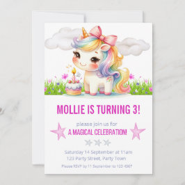 プリンセスユニコーン誕生日パーティー 招待状