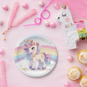 プリンセスユニコーン1st誕生日パーティーレインボー ペーパープレート (パーティー)