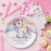 プリンセスユニコーン1st誕生日パーティーレインボー ペーパープレート (パーティー)