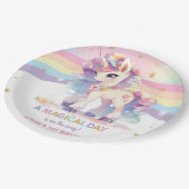 プリンセスユニコーン1st誕生日パーティーレインボー ペーパープレート (アングル)