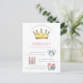 プリンセスユニコーン＆城のフェアリーテイル誕生日パーティー インビテーションポストカード (スタンド正面)