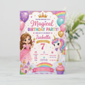 プリンセスユニコーン 誕生日パーティー招待状 | マジック 招待状 (スタンド正面)