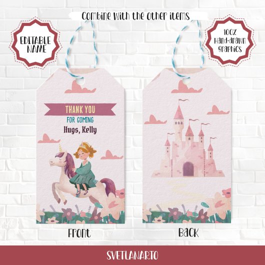 プリンセスライディングユニコーンビーフギフトラベル ギフトタグ