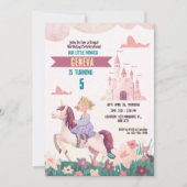 プリンセスライディングユニコーン誕生日パーティーの招待 招待状 (正面)