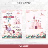 プリンセスライディングユニコーン誕生日パーティーの招待 招待状